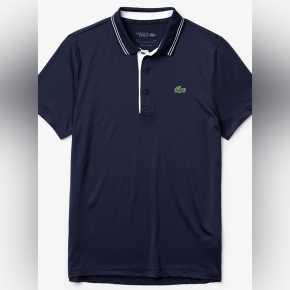 Lacoste Sport Mens US XL FR 6 Navy Blue Lightweight Performance Polo - Picture 1 of 9